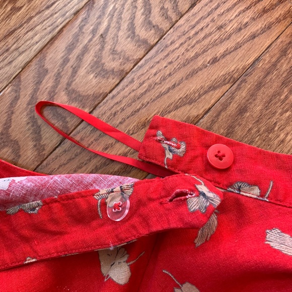 Gorgeous RARE Free People linen cotton full skirt size 10 Red w Gold flowers - Picture 7 of 10